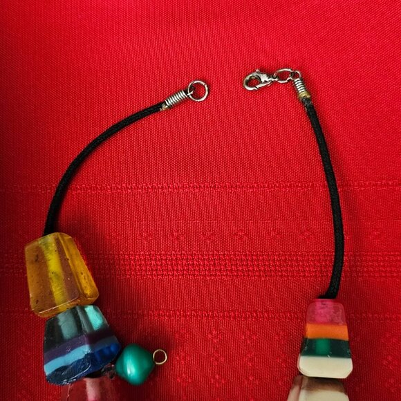 Vintage Lucite Retro Chunky Beaded Charm Art Deco Statement Rare Necklace - Picture 5 of 5